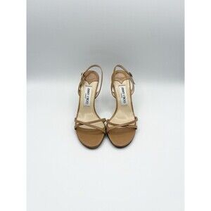 Jimmy Choo Beige Leather Strappy Slingback Sandals Stiletto Heels Size EU 35.5